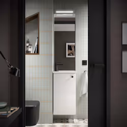 Meuble lave mains Couleur Blanc brillant Le meuble lave-mains est conçu pour optimiser les petits espaces tout en apportant u ...