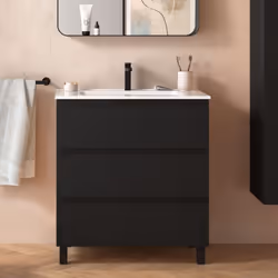 Meuble de salle de bain 80 cm 3 tiroirs Spirit Dimensions 80 cm Miroir Sans miroir Colonne de rangement Sans colonne Le Meubl ...