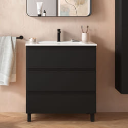 Meuble de salle de bain 80 cm 3 tiroirs Spirit Dimensions 80 cm Miroir Sans miroir Colonne de rangement Sans colonne
