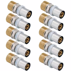 Lot de 10 Raccords Multicouche à sertir Mâle RBM profil TH-H-U-B-F Diamètre 3/8" M 16 Raccords RBM à sertissage pour tuyaux m ...
