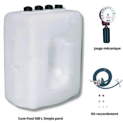 Roth - Kit Cuve fioul 500 l simple paroi + Kit aspiration + Jauge