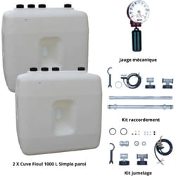 Kit cuve fioul 1000 l x 2 + Kit aspiration Roth Jauge + Kit jumelage
