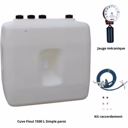 Pack Fioul Polyéthylène 1500 Litres avec Accessoires Complet Ce pack offre une solution fiable, pratique et rapide à installe ...