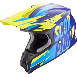 Scorpion VX-16 Evo Air Slanter Motocross Casque, bleu-jaune, taille 2XL pour Hommes
