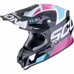 Scorpion VX-16 Evo Air Analog Casque de motocross, noir-rose, taille XL pour Hommes