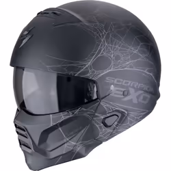 Scorpion EXO Combat II Spiderweb Casque jet, noir-argent, taille S pour Hommes