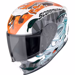 Scorpion EXO JNR Air The4Elements Casque pour enfants, blanc-bleu-orange, taille L pour Des gamins