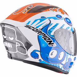 Scorpion EXO JNR Air The4Elements Casque pour enfants, blanc-bleu-orange, taille M pour Des gamins