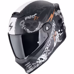 Scorpion Covert FX Skullz Casque, noir-gris-orange, taille 2XL pour Hommes