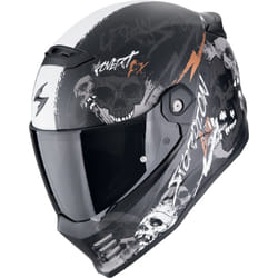 Scorpion Covert FX Skullz Casque, noir-gris-orange, taille 2XL pour Hommes