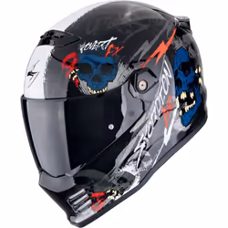 Scorpion Covert FX Skullz Casque, noir-gris-rouge, taille 2XL pour Hommes