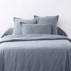 Housse de couette 140x200 cm + 1 taie d'oreiller 63x63 cm Coton 57 fils Bleu Polaire