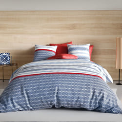 Housse de couette 220x240 cm + 2 taies d'oreiller 63x63 cm Coton 57 fils Santorini