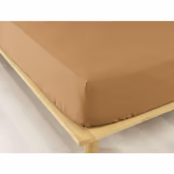 Drap housse 160x200 +30 cm Flanelle de Coton Camel