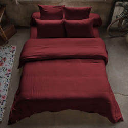 Housse de couette 240x260 cm en Gaze de coton Lie De Vin