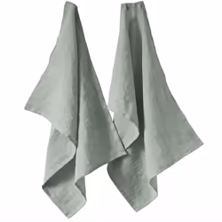 Lot de 2 essuie-vaisselle 50x70 cm Lin Français Eucalyptus
