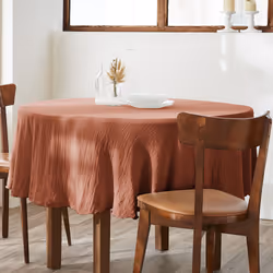 Nappe ronde 180x180 cm Gaze de Coton Terracotta