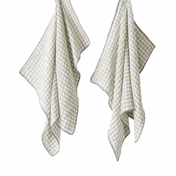 Lot de 2 essuie-mains 50x70 cm Gaze de Coton Quadri Eucalyptus