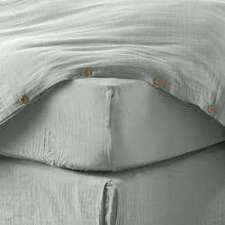Drap housse 200x200 cm Gaze de Coton Eucalyptus