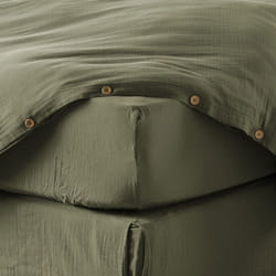 Drap housse 200x200 cm Gaze de Coton Romarin