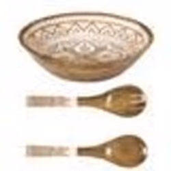 Set Saladier + Couverts en manguier Mira Orange