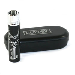 Briquet Clipper en métal Chaine First Argenté avec étui