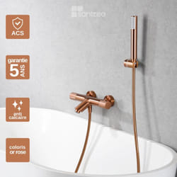 Mitigeur de Baignoire et Douche anti-calcaire Thermostatique Or Rose imex line BTD038-4ORC