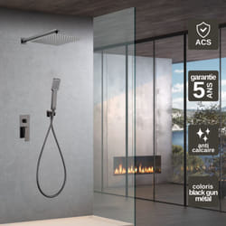 Colonne de Douche encastrée anti-calcaire Black Gun Métal imex pisa GPP048/BGM