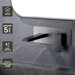 Robinet Mitigeur de Lavabo anti-calcaire encastré Black Gun Métal imex pisa GLP048/BGM