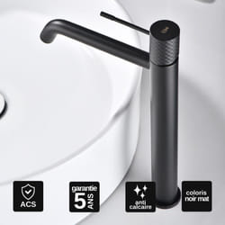 Robinet Mitigeur de Lavabo anti-calcaire Bec Haut Noir Mat imex genova BDG053-3NG