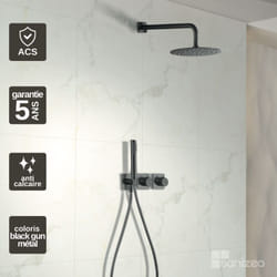 Colonne de Douche Encastrée Thermostatique Black Gun Métal imex tibet GTT054/BGM