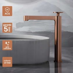 Imex Products - Robinet Mitigeur de Lavabo anti-calcaire Bec Haut Or Rose Cuivré imex olimpo BDC033-3ORC