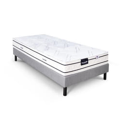 DUNLOPILLO ROMARIN Ensemble 90 x 200 - Matelas + Sommier clair - Ep 20 cm - Ressorts ensachés - Lattes passives - Fabriqué en France