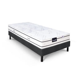 DUNLOPILLO ROMARIN Ensemble 90 x 200 - Matelas + Sommier foncé - Ep 20 cm - Ressorts ensachés - Lattes passives - Fabriqué en France