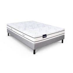DUNLOPILLO ROMARIN Ensemble 140 x 190 - Matelas + Sommier clair - Ep 20 cm - Ressorts - Lattes passives - Fabriqué en France