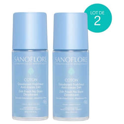 Sanoflore Déodorant Fraîcheur 24H Coton Roll-On Bio Lot de 2 x 50 ml