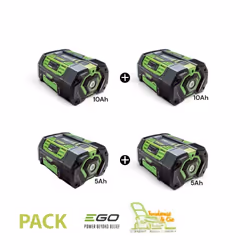 Pack de 4 batteries pour outils EGO POWER, avec 2 batteries 10Ah 56V et 2 batteries 5Ah 56V. Un seul type de batterie aliment ...