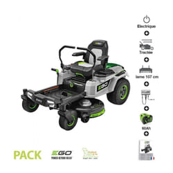 Pack tondeuse autoportée Zero Turn coupe 107 cm 6 batteries 10Ah et chargeur 1600W inclus EGO ZT4201E