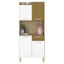 Buffet de Cuisine 4 Portes 1 Tiroir Chêne et Blanc l 73.6 h 175.7 p 36.3 cm