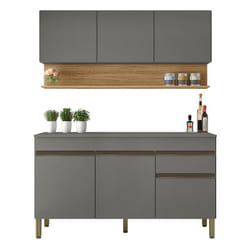 Beaux Meubles Pas Chers - Cuisine Equipée 6 Portes 1 Tiroir Chêne et Gris l 150 h 200 p 53.3 cm