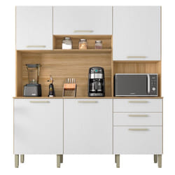 Beaux Meubles Pas Chers - Buffet de Cuisine 6 Portes 2 Tiroirs Chêne et Blanc l 180.2 h 198 p 38.8 cm