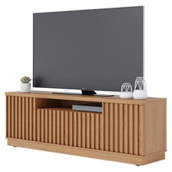 Beaux Meubles Pas Chers - Meuble tv 70 Pouces Chêne 4 Portes 7 Niches 6 Roulettes l 180 h 61.4 p 42.8 cm