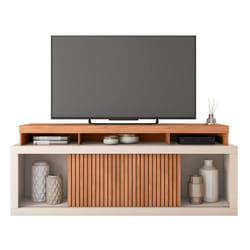 Beaux Meubles Pas Chers - Meuble tv 70 Pouces Chêne et Blanc 2 Portes Coulis. l. 180 h 74 p 39.5 cm