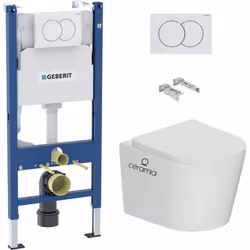Caractéristiques du pack WC bâti-support Geberit Duofix 112cm + WC suspendu Ceramia Tornado Rimless + abattant SoftClose + pl ...