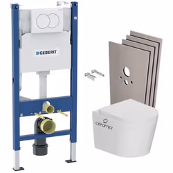 Caractéristiques du pack WC bâti-support Geberit Duofix 112cm + WC suspendu sans bride Ceramia + abattant SoftClose + Set hab ...