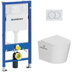 Pack wc bâti-support Duofix UP100 + wc suspendu Ceramia Tornado Rimless + abattant SoftClose + plaque blanche (CETORGEB1)