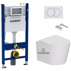 Caractéristiques du Pack WC bâti-support Duofix 112cm + WC suspendu sans bride Ceramia + abattant SoftClose + plaque blanche  ...