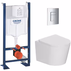 Caractéristiques du pack WC bâti-support autoportant Grohe Rapid SL 1.13 M + WC suspendu Ceramia sans bride + abattant SoftCl ...