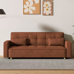 Canapé scandinave convertible 3 places en velours côtelé terracotta COPENHAGUE, Concept Usine