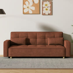 Canapé scandinave convertible 3 places en velours côtelé terracotta COPENHAGUE, Concept Usine